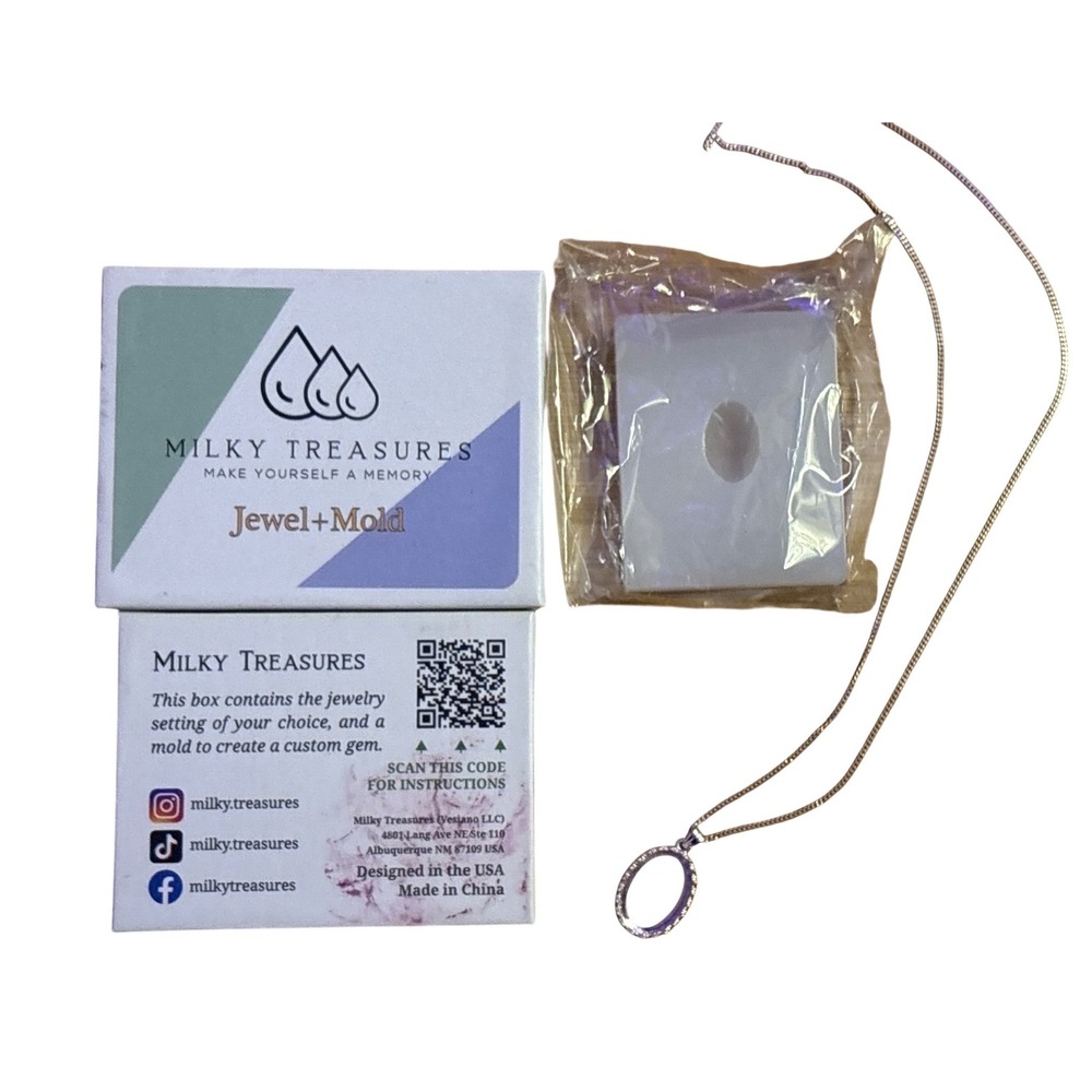 NEW Milky Treasures Silver Oval Necklace Custom Mold DIY Keepsake Jewelry Kit